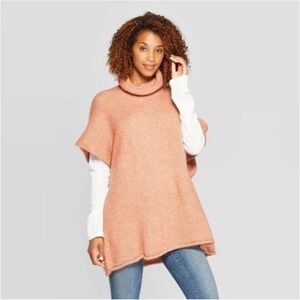 Women's Rolled Edge Poncho - Universal Thread - Orange - One Size